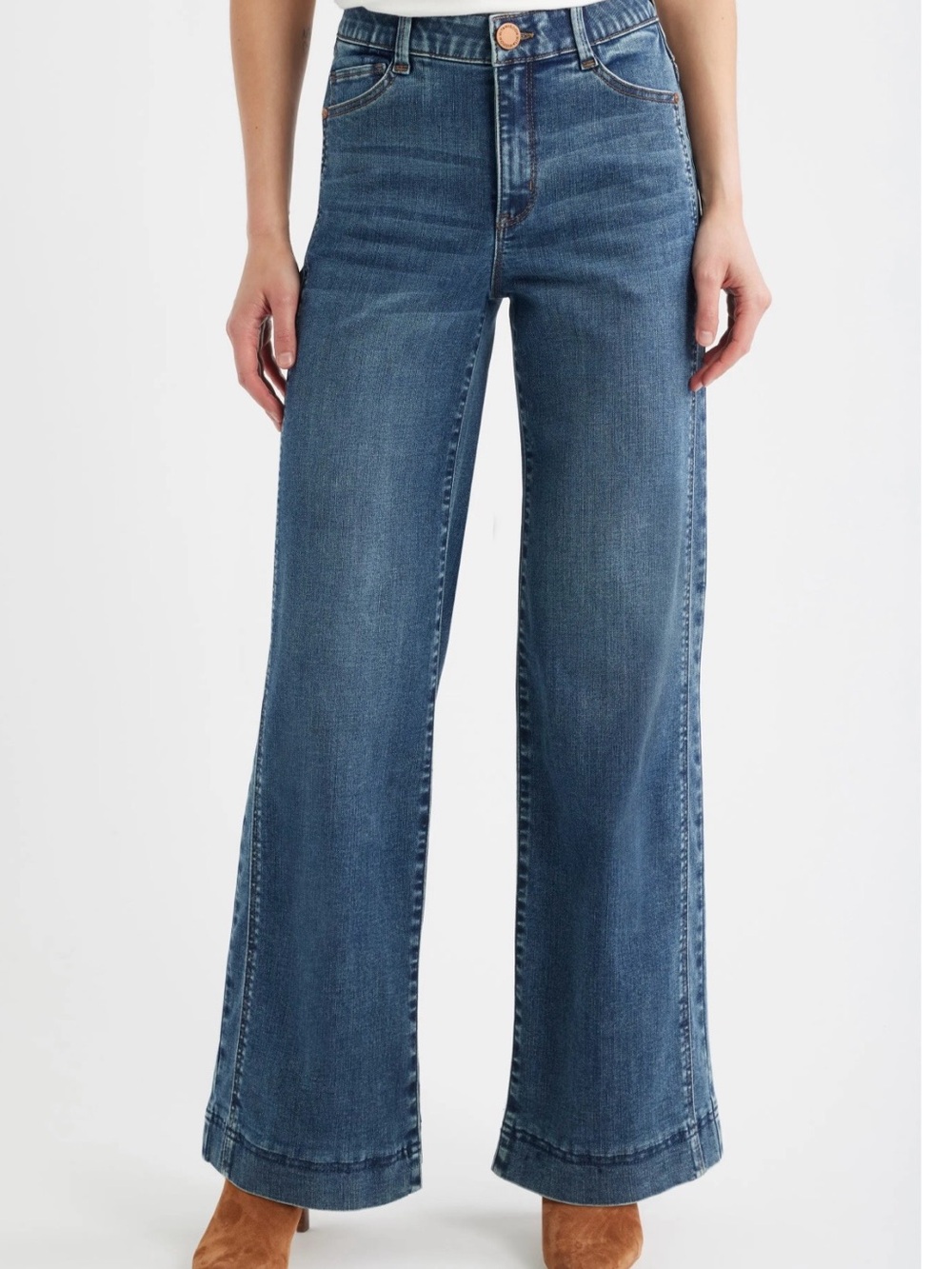 Wit & Wisdom Wide-Leg High-Rise Jeans in Denim Blue